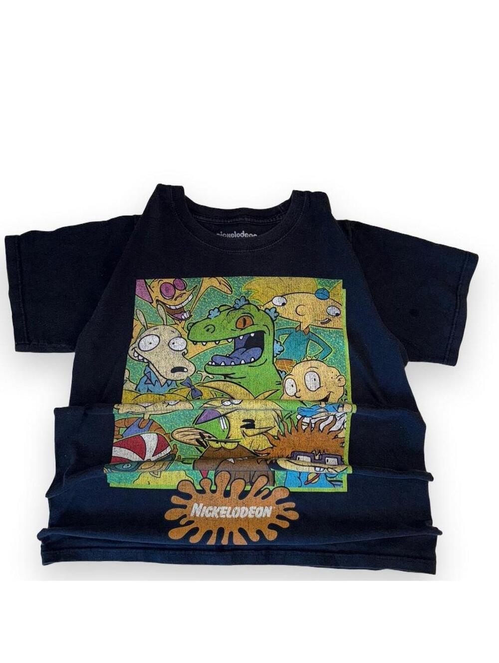 Nickelodeon Men's Black and Navy Tshirt